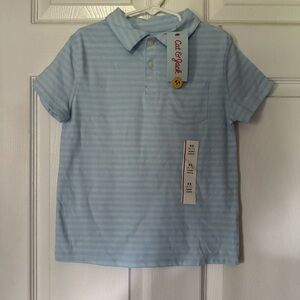 Cat & Jack NWT Light Blue Striped Kids Polo Shirt Size XS 4/5